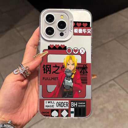 Anime Fullmetals Alchemists Phone Case for iPhone 17 Air 16 16e 15 14 Plus 13 12 11 Pro Max X Xs XR 8 Colorful Silver Hard Cover