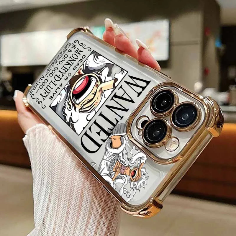 Anime O-One Pieces For iPhone 17 AIR 16E 16 15 14 13 12 11 XS Pro Max mini Plus Plating Anti-Fall Cool Phone Case