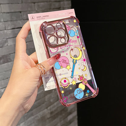 Lovely Cartoon m-moons Plating Phone Case For s-sailor Samsung S26 S25 S24 S23 S22 S21 20 Edge Plus Ultra 4G 5G Anti Fall Airbag