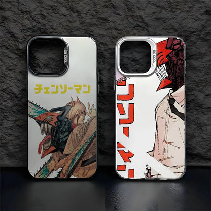 Anime C-Chainsaw Man Phone Case For iPhone 17 16 15 14 13 12 11 Pro Max Air multicolor Matte Laser Metallic Aurora Funda