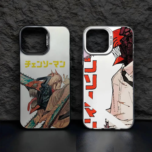 Anime C-Chainsaw Man Phone Case For iPhone 17 16 15 14 13 12 11 Pro Max Air multicolor Matte Laser Metallic Aurora Funda