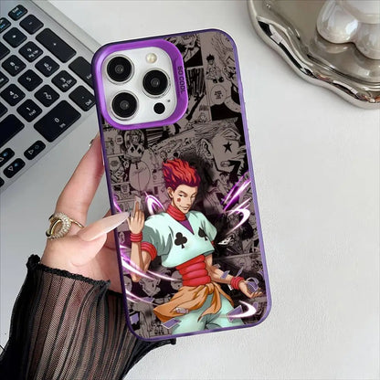 H-Hisoka H-Hunter X Hunter Phone Case For IPhone 17 16 15 14 13 12 Pro Max Plus Multicolor Matte Silver-Plated Protective Case