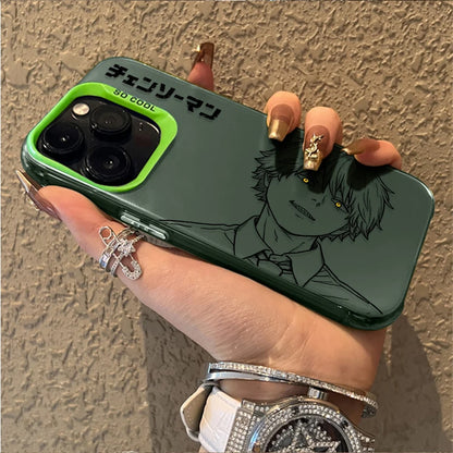 C-Chainsaw Mans Denji Reze Sketch Print Frosted Case for iPhone 17 16 E 15 14 Plus 13 12 Mini 11 Pro Max Acrylic Silicone Cover