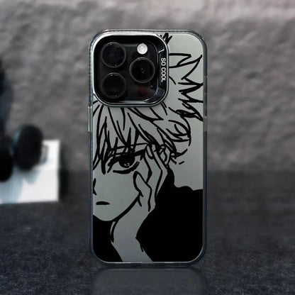 1pc Anime Killua Hunter X Hunter Phone Case Laser IMD Color Silver Shell For IPhone 17 16 15 14 13 12 11 Air Pro Max Plus