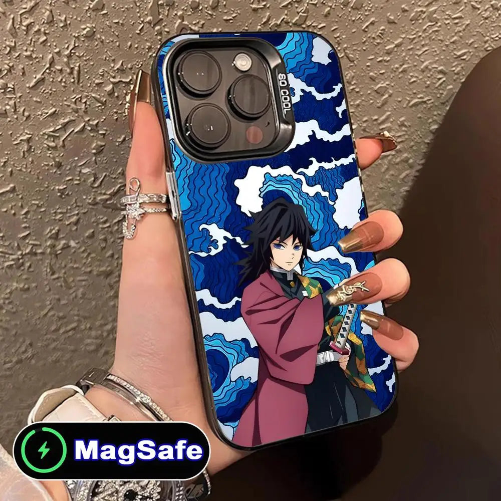 Demon Slayer Giyu Tomioka Phone Case for iPhone 16 15 14 13 12 11 Pro Max Plus MagSafe Translucent Colour Protective Cover