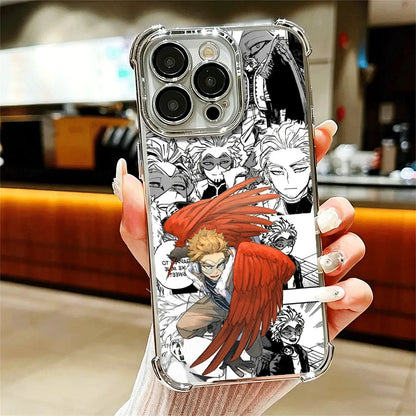 MHA My Hero Hawks Soft Phone Case For iPhone 15 16 17 Air 14 Pro Max 16E Plus 13 12 Mini Plating Anti-Fall Fundas