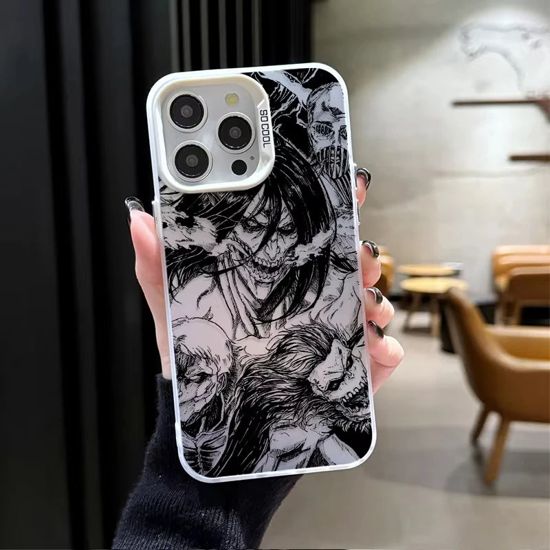 Attack on Titan Frosted Case for iPhone 17 Air 16 E 15 14 Plus 13 12 Mini 11 Pro Max Washable Acrylic Silicone Hard Edge Cover