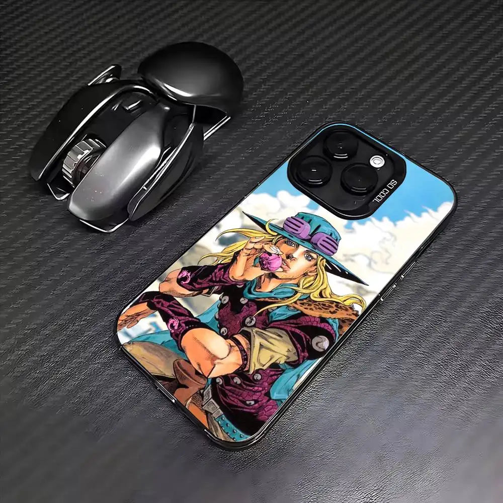 JOJOS B-Bizarres Adventures Phone Case For iPhone 17,16,15,14,13,12,11 Plus,Pro Max,Colored Silver Phone Case
