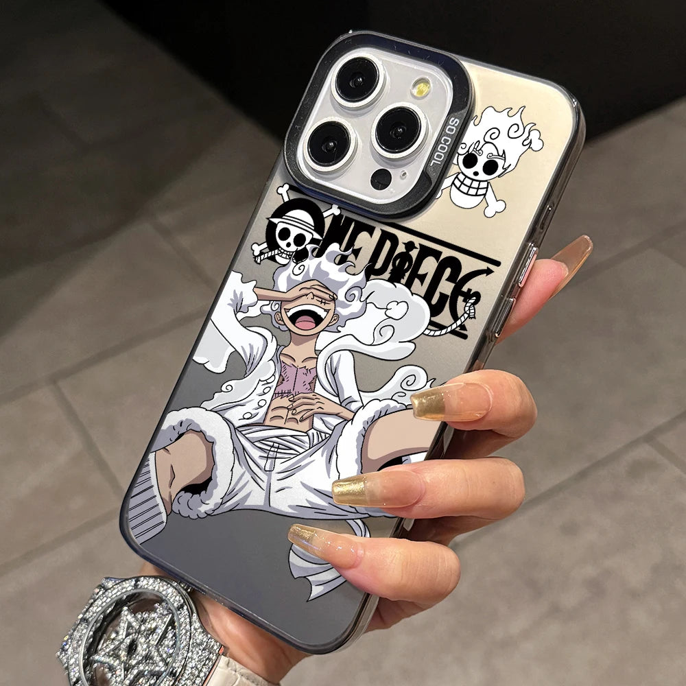 Luffys Nika Wanted Phone Case for iPhone 17 Air 16 16e 15 14 Plus 13 12 11 Pro Max X Xs XR 8 Colorful Silver Hard Cover