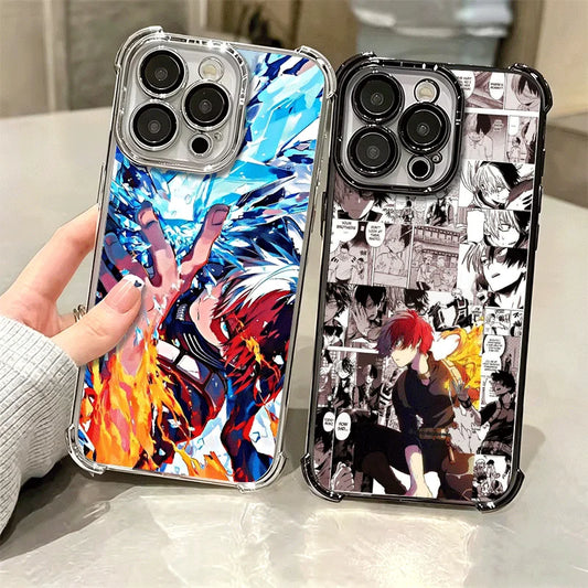 MHA My Hero Todoroki Shoto Soft Phone Case For iPhone 15 16 17 Air 14 Pro Max 16E Plus 13 12 Mini Plating Anti-Fall Fundas