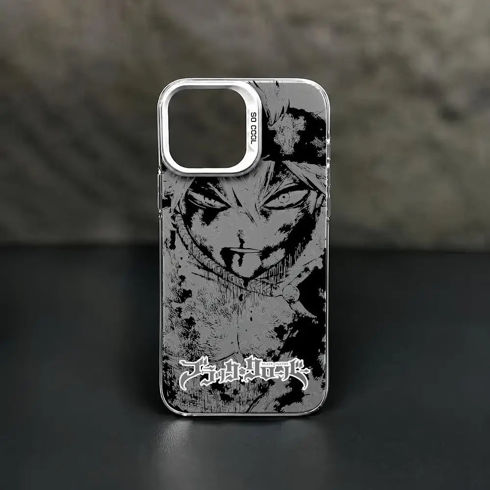 Asta Cartoon B-Black Clover Phone Case iPhone 11/12/13/14/15/16/17 Pro Max Aurora TPU Case Shockproof Slim Stylish Cover