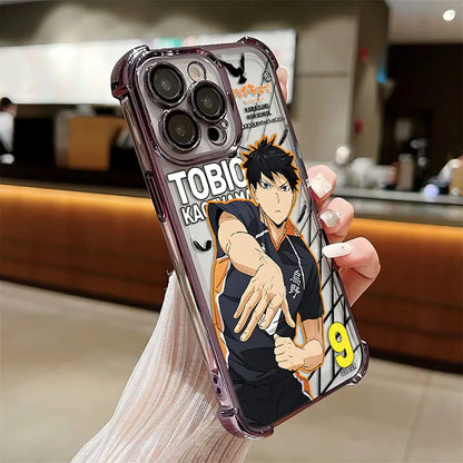 Anime Haikyuu Shoyo Hinata Plating Case For iPhone 16 15 14 13 12 11 Pro Max X XR XSMax 7 8 Plus Anti-Fall Airabag Back Cover