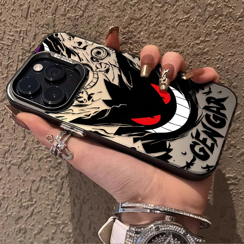 Cartoon P-Pokemon Gengar Plating Phone Case for iPhone 17 16 15 14 13 12 11 Pro Max Plus 17 Air 16E X XR XS Max Back Cover