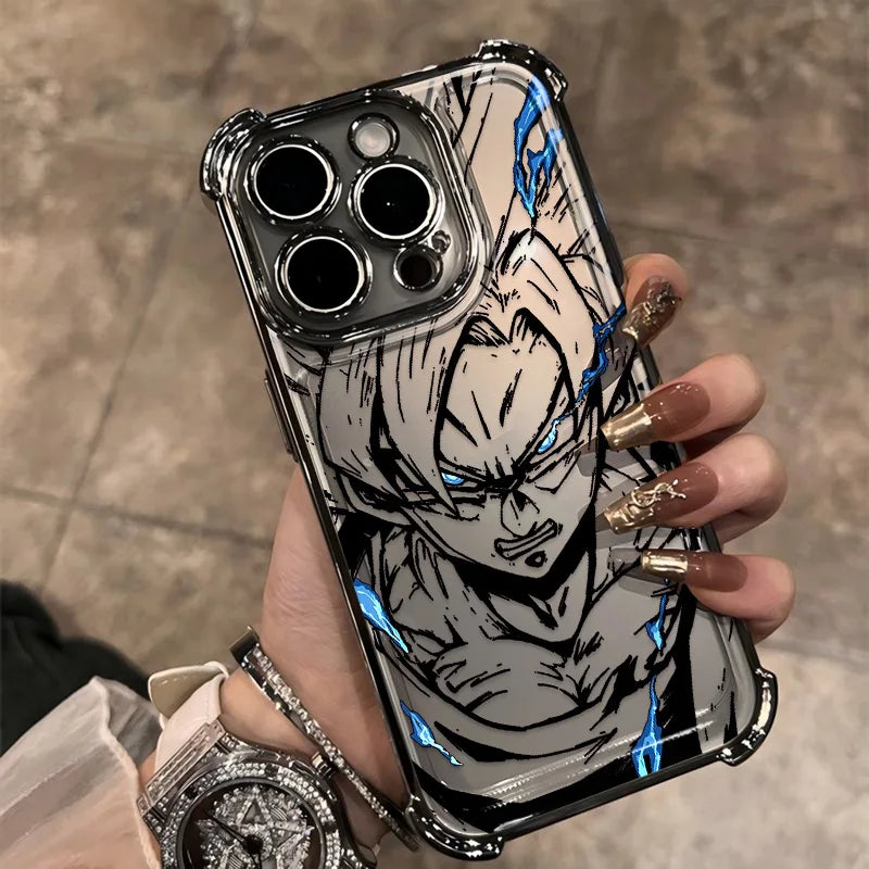 Black Comics D-Dragons Plating Phone Case For iPhone 17 17e 16e 16 15 14 13 12 11 ProMax Mini Air Plus Anti-Fall Airabag B-Balls