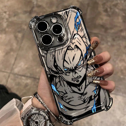 Black Comics D-Dragons Plating Phone Case For iPhone 17 17e 16e 16 15 14 13 12 11 ProMax Mini Air Plus Anti-Fall Airabag B-Balls