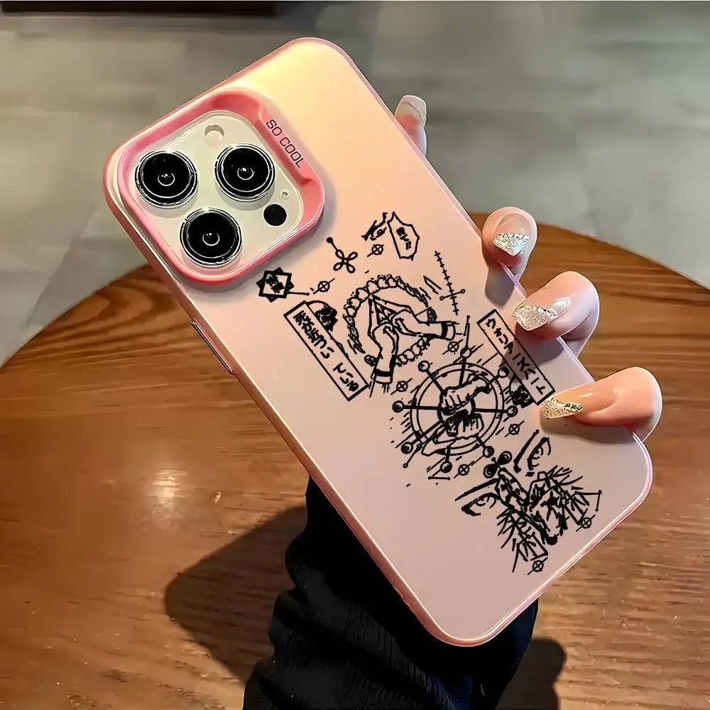 Anime J-Jujutsu Kaisen Phone Case For iPhone 16 15 14 13 12 11 Plus Pro Max multicolor Aurora laser Shockproof Funda Cover