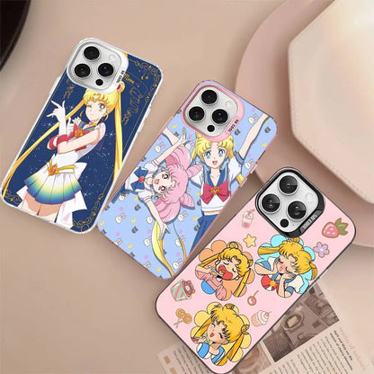 Anime S-Sailor M-Moon Phone Case For iPhone 17 16 15 14 13 12 11 Pro Max Color Black Matte Cover