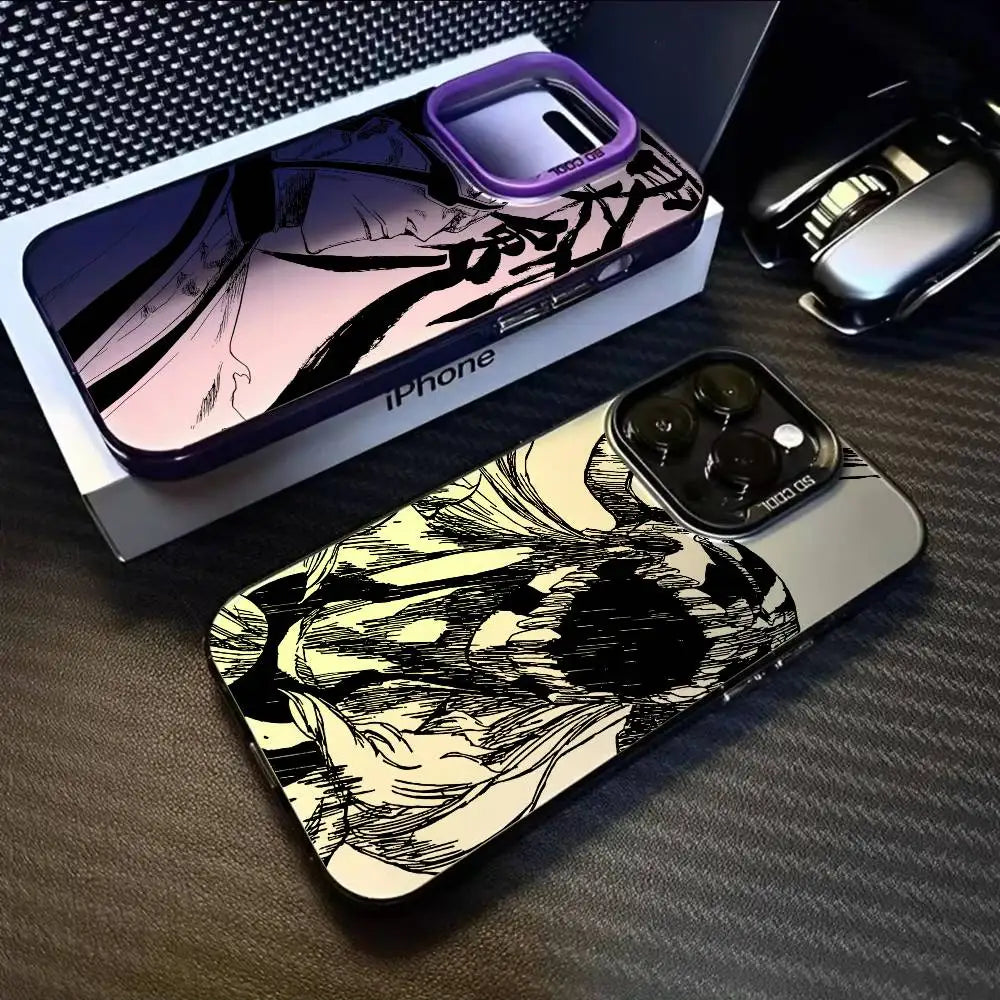 Anime B-Bleach Phone Case For iPhone 17 16 15 14 13 12 11 Pro Max Air multicolor Matte Laser Metallic Aurora Funda