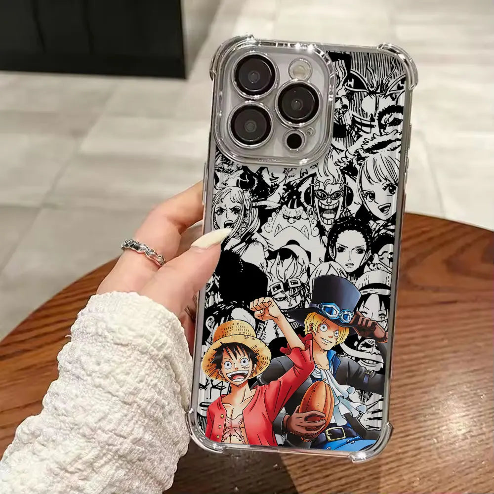 Anime Gear 5 LuffyS Ones Pieces Plating Phone Case For iPhone 17 17e 16e 16 15 14 13 12 11 Pro Max X XR Mini Air Plus Anti-Fall
