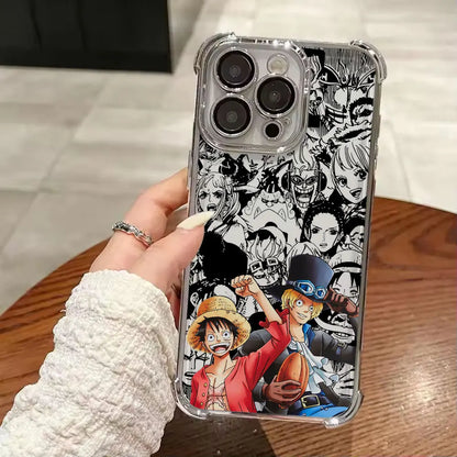 Anime Gear 5 LuffyS Ones Pieces Plating Phone Case For iPhone 17 17e 16e 16 15 14 13 12 11 Pro Max X XR Mini Air Plus Anti-Fall
