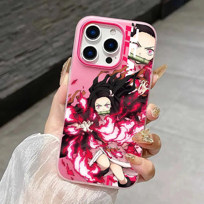 Japan Anime Demon Slayer Silicone Matte Candy Color 2 in 1 Phone Case for iPhone 17 Air 16e 16 15 14 13 Plus 12 11 Pro X XR Max