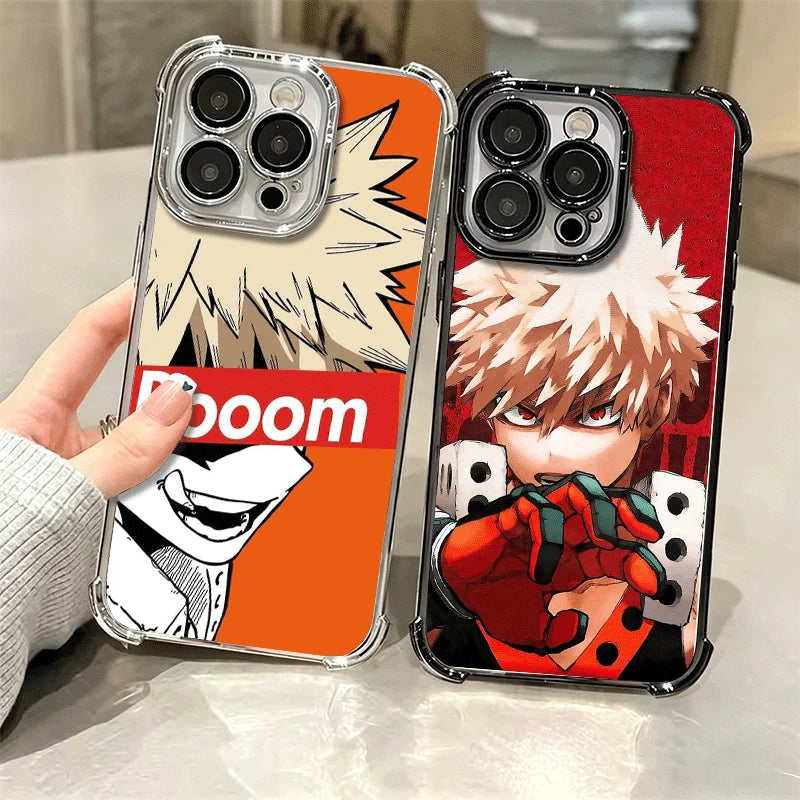 MHA My Hero Bakugou Katsuki Plating Phone Case For iPhone 16 17 Pro Max Air 17E 16E 14 15 Plus 12 13 11 Anti-Fall Protection Cov