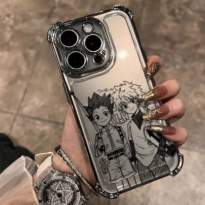 Black Hot Anime HUNTER×HUNTER Plating Case For Samsung S25 S24 S23 S22 S21 S20 FE Note20 Plus Ultra 4G 5G Anti Fall Airbag Cover