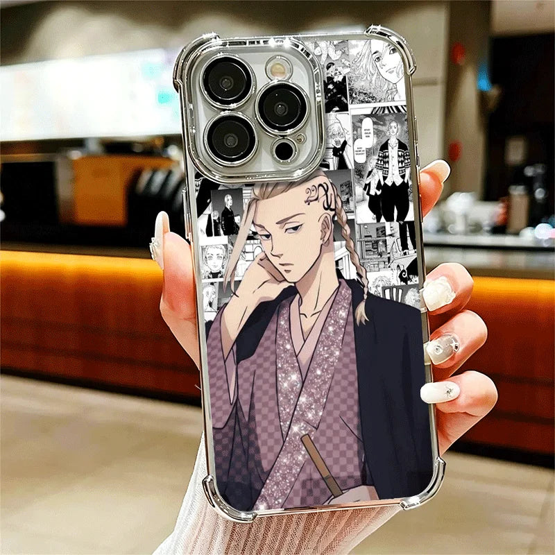 Tokyo Revengers Anime Plating Phone Case For iPhone 16 17 Pro Max Air 17E 16E 14 15 Plus 12 13 11 Anti-Fall Protection Cover