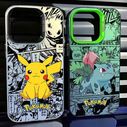 Cartoon Phone Case For PokemonS iPhone 16 15 14 13 12 11 Pro Max X XR XSMAX 8 7 Plus Candy Matte Shockproof Back Cover