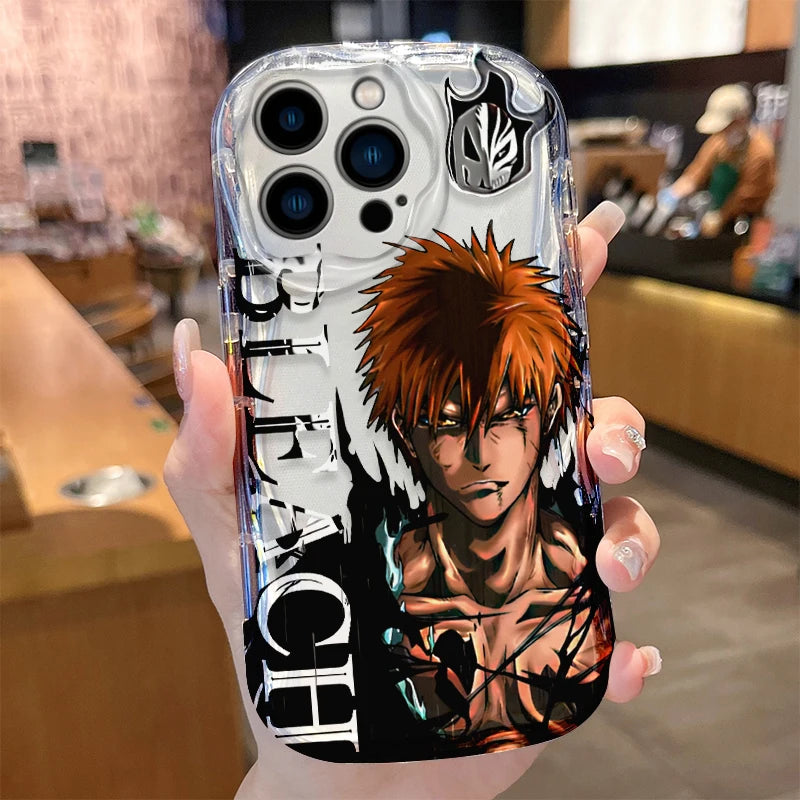 Anime Bleach Wave Case for iPhone 16 15 14 Pro Max 13 12 Mini 11 XS X XR 8 7 Plus SE 2022 2020 Soft Shockproof Back Cover Funda