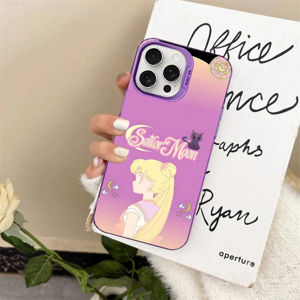 Anime S-Sailor M-Moon Phone Case For iPhone 17 16 15 14 13 12 11 Pro Max Color Black Matte Cover
