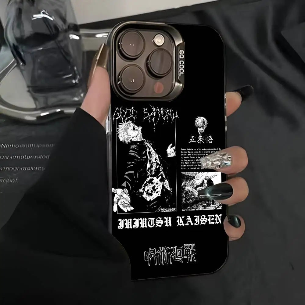 Anime J-Jujutsu K-Kaisen Gojo Phone Case IMD Phone Case For iPhone 16 15 14 13 12 11 Pro Max Plus Color Silver Cover