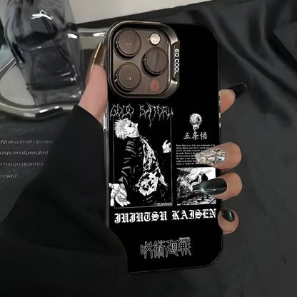 Anime J-Jujutsu K-Kaisen Gojo Phone Case IMD Phone Case For iPhone 16 15 14 13 12 11 Pro Max Plus Color Silver Cover