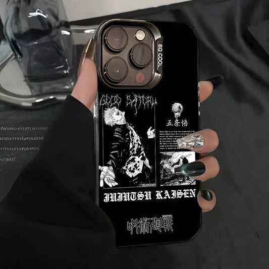 Anime J-Jujutsu K-Kaisen Gojo Phone Case IMD Phone Case For iPhone 16 15 14 13 12 11 Pro Max Plus Color Silver Cover