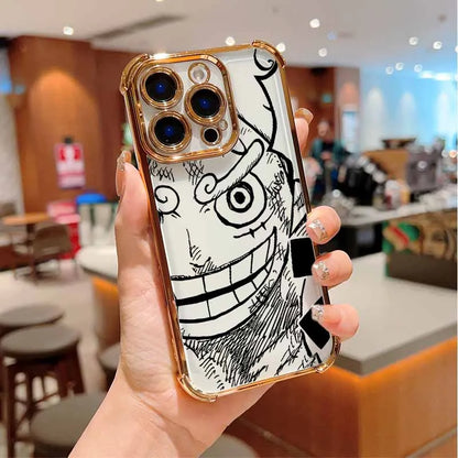 Anime O-One Pieces For iPhone 17 AIR 16E 16 15 14 13 12 11 XS Pro Max mini Plus Plating Anti-Fall Cool Phone Case