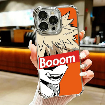 MHA My Hero Bakugou Katsuki Plating Phone Case For iPhone 16 17 Pro Max Air 17E 16E 14 15 Plus 12 13 11 Anti-Fall Protection Cov