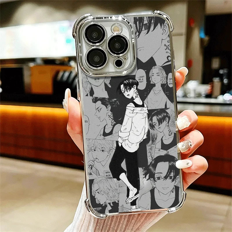 Tokyo Revengers Anime Plating Phone Case For iPhone 16 17 Pro Max Air 17E 16E 14 15 Plus 12 13 11 Anti-Fall Protection Cover