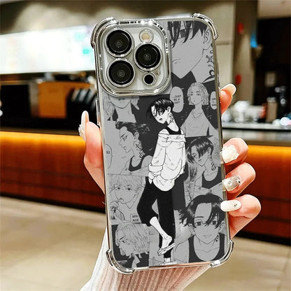 Tokyo Revengers Anime Plating Phone Case For iPhone 16 17 Pro Max Air 17E 16E 14 15 Plus 12 13 11 Anti-Fall Protection Cover