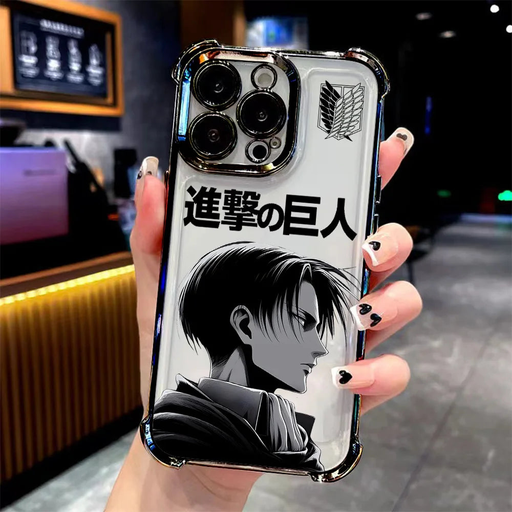Anime Attack On Titan Levi Plating Phone Case For iPhone 17 16e 16 15 14 13 12 11 Pro Max X 7 8 Mini Air Plus Anti-Fall Airabag
