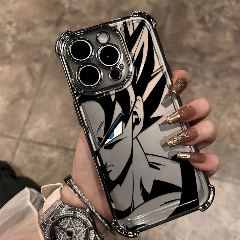 Black Comics D-Dragons Plating Phone Case For iPhone 17 17e 16e 16 15 14 13 12 11 ProMax Mini Air Plus Anti-Fall Airabag B-Balls