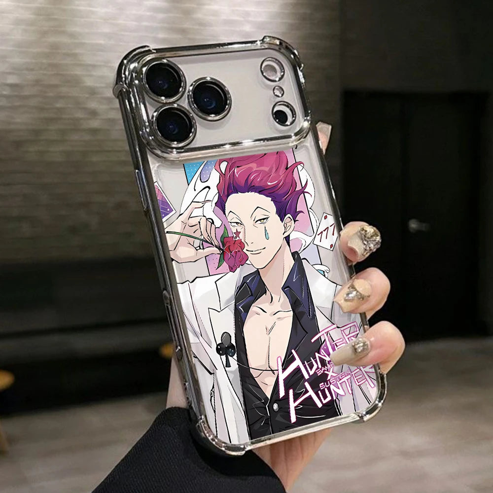 Hot HUNTERS×HUNTERS KilluaS Plating Phone Case For iPhone 17 17e 16e 16 15 14 13 12 11 Pro Max X Mini Air Plus Anti-Fall Airabag