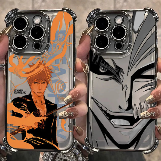 Hot Anime B-Bleachs IchigoesPlating Case for IPhone 16 15 14 13 12 11 Pro Max X XR XSMax 7 8 6 Plus Anti-Fall Airabag Back Cover