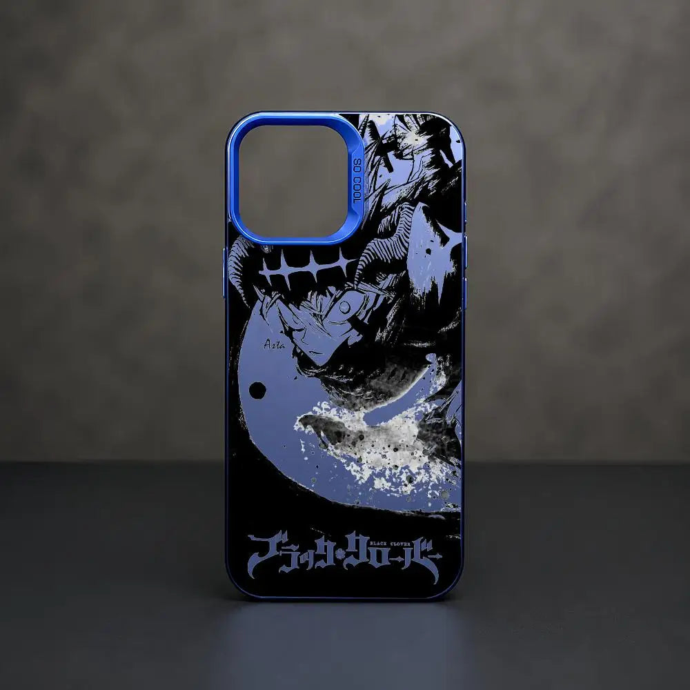 Asta Cartoon B-Black Clover Phone Case iPhone 11/12/13/14/15/16/17 Pro Max Aurora TPU Case Shockproof Slim Stylish Cover