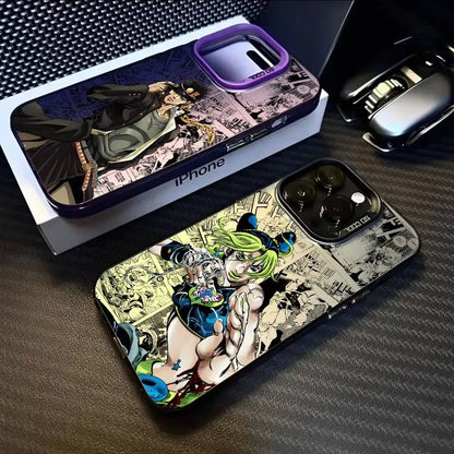 Anime J-JOJO Cool Phone Case For iPhone 17 16 15 14 13 12 11 Pro Max Air multicolor Matte Laser Metallic Aurora Funda