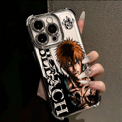 Hot Anime B-Bleachs IchigoesPlating Case for IPhone 16 15 14 13 12 11 Pro Max X XR XSMax 7 8 6 Plus Anti-Fall Airabag Back Cover
