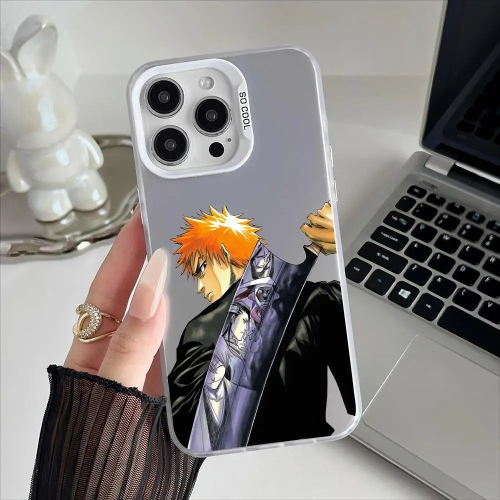 B-BLEACH Phone Case For iPhone 17 16 15 14 13 12 11 Pro Max Designer Matte Laser Aurora Funda Phone Case