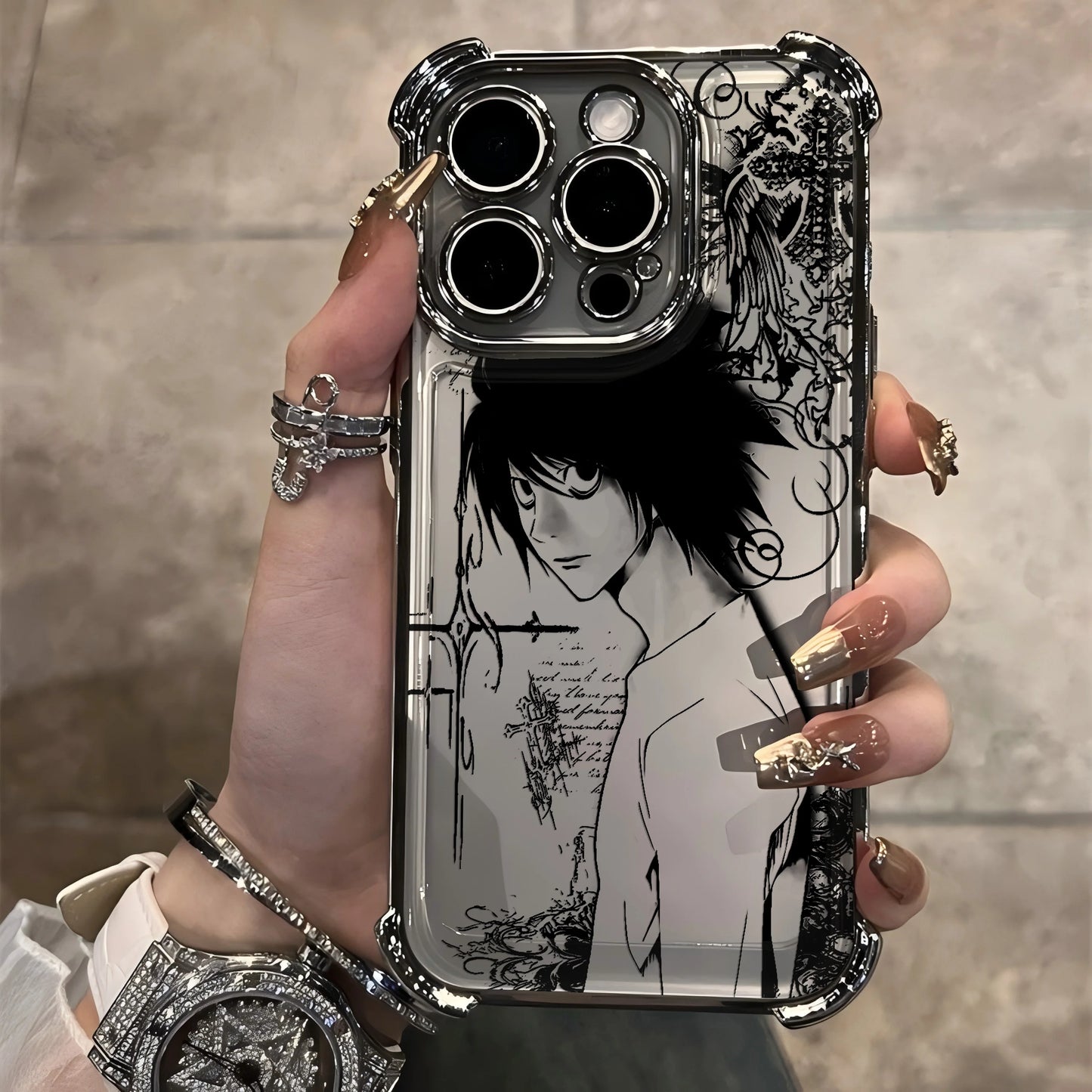 Anime Death Note Plating Phone Case For iPhone 17 17e 16e 16 15 14 13 12 11 Pro Max X XR XSMax 8 Mini Air Plus Anti-Fall Airabag