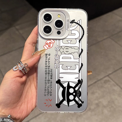Ones Pieces Logo Phone Case for iPhone 17 Air 16 16e 15 14 Plus 13 12 11 Pro Max X Xs XR 8 Colorful Silver Hard Cover