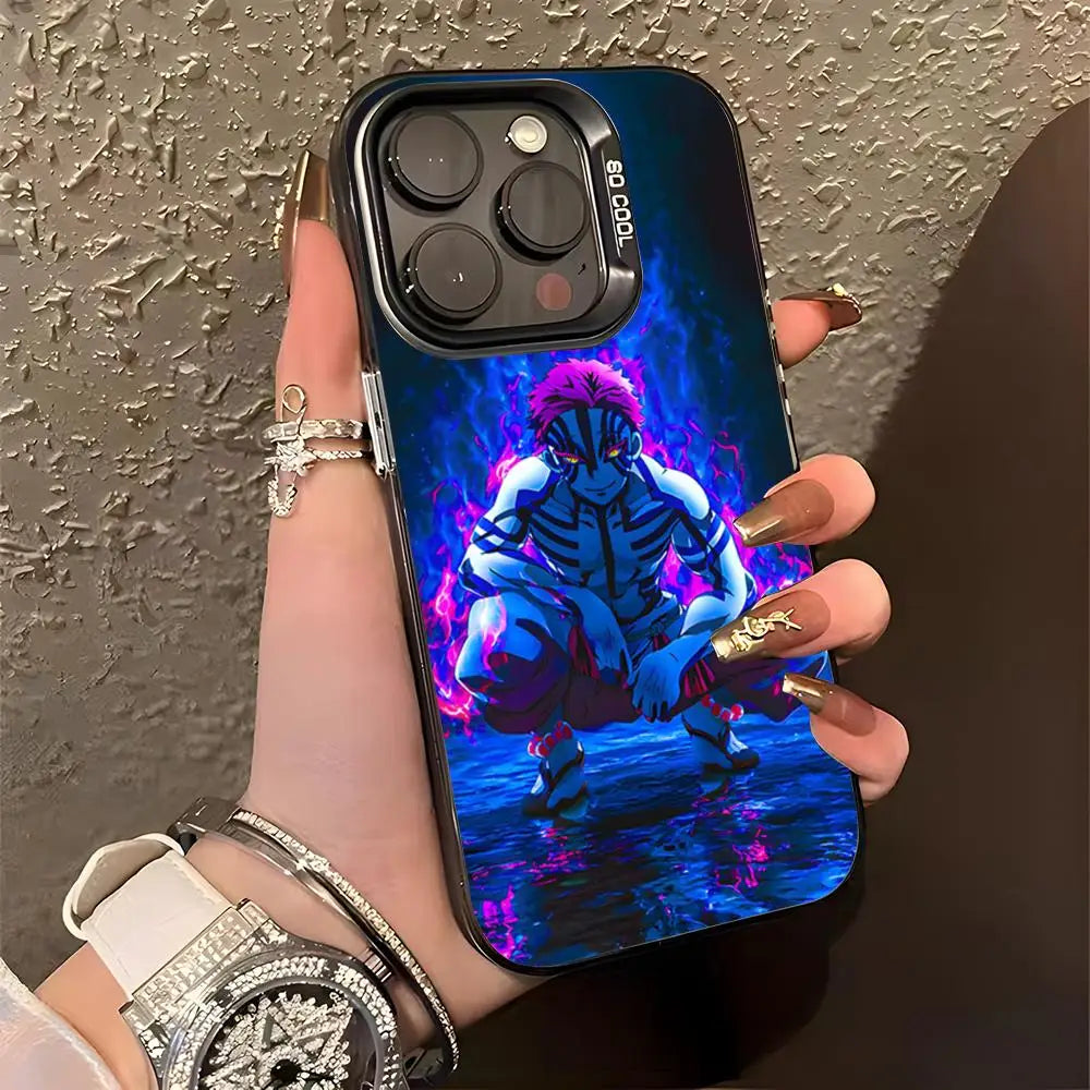 A-Akaza Demon Slayer Phone Case For IPhone 17 Pro Max 15 Pro 16 14 Plus 12 13 Mini 11 Pro Shockproof Colorful Cover