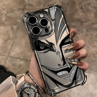 New HotAnime Cool BLEACH Plating Case For iPhone 16 15 14 13 12 11 Pro Max X XR XSMax 7 8 6 Plus Anti-Fall Airabag Back Cover